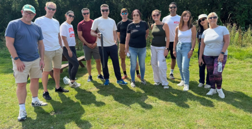 Corporate team building group enjoying outdoor activities at Yorkshire Activity Centre