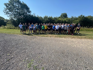Large corporate group on a team building day at Yorkshire Activity Centre near York